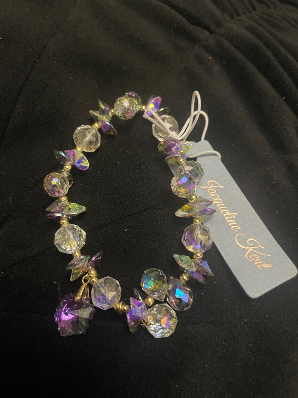 Faceted Iridescent Crystal Bracelet with Purple Accents